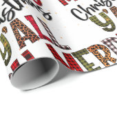 Vrolijk kerstfeest Y'All Chic Modern Pset Pattern Cadeaupapier (Rol Hoek)