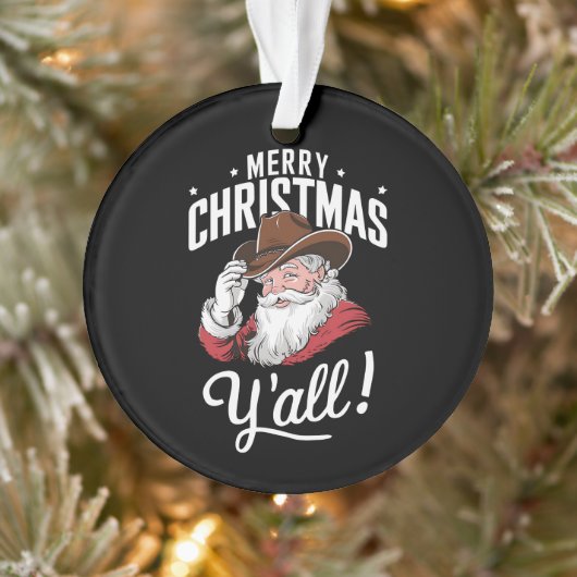 Vrolijk Kerstfeest Y'all Country Cowboy Sinterklaa Ornament (Boom)