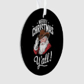 Vrolijk Kerstfeest Y'all Country Cowboy Sinterklaa Ornament (voorkant)