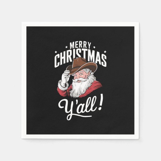 Vrolijk Kerstfeest Y'all Country Cowboy Sinterklaa Servet (Voorkant)