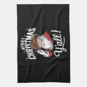 Vrolijk Kerstfeest Y'all Country Cowboy Sinterklaa Theedoek (Verticaal)