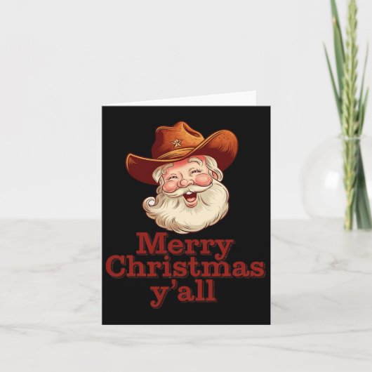 Vrolijk kerstfeest Y'all Cowboy Santa Western Coun Kaart (Voorkant)