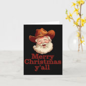Vrolijk kerstfeest Y'all Cowboy Santa Western Coun Kaart (Gele Bloem)