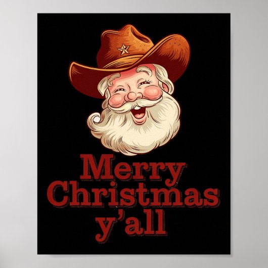 Vrolijk kerstfeest Y'all Cowboy Santa Western Coun Poster (Voorkant)