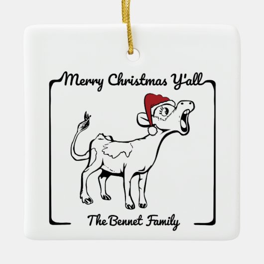 Vrolijk Kerstfeest Y'all  Cowboy Theme Keramisch Ornament (Voorkant)