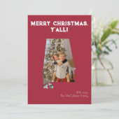 Vrolijk Kerstfeest Y'all Crimson Alabama State Fot Feestdagenkaart (Staand voorkant)