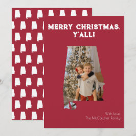Vrolijk Kerstfeest Y'all Crimson Alabama State Fot Feestdagenkaart