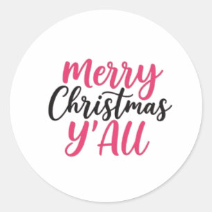 Vrolijk Kerstfeest Y'All Decoratieve Keramische Or Ronde Sticker