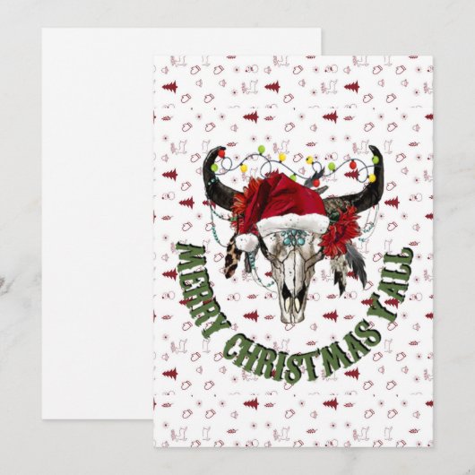 Vrolijk kerstfeest Y'all Feestdagenkaart (Voorkant / Achterkant)