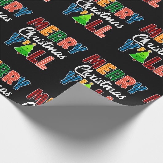 Vrolijk kerstfeest Y'all Funny Xmas Mannen Vrouwen Cadeaupapier (Hoek)