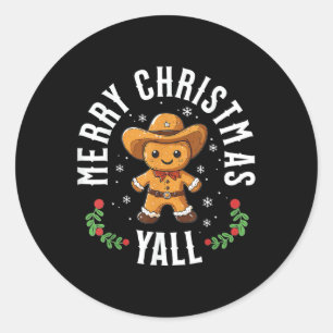 Vrolijk Kerstfeest Yall Gingerbread Cowboy Western Ronde Sticker