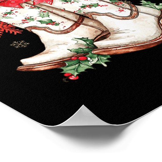 Vrolijk kerstfeest Y'all Howdy kerstlaarzen Cowgir Poster (Hoek)