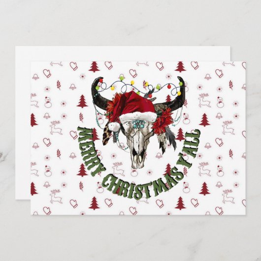 Vrolijk kerstfeest Y'all Kaart (Voorkant / Achterkant)