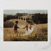 Vrolijk kerstfeest Y'All | kerstfeestfoto Folie Feestdagenkaart (Voorkant)