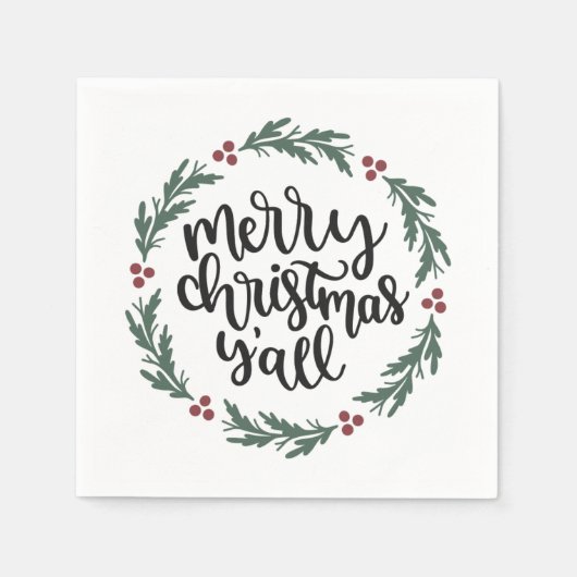 Vrolijk kerstfeest Y'all kerstpapier servet (Voorkant)
