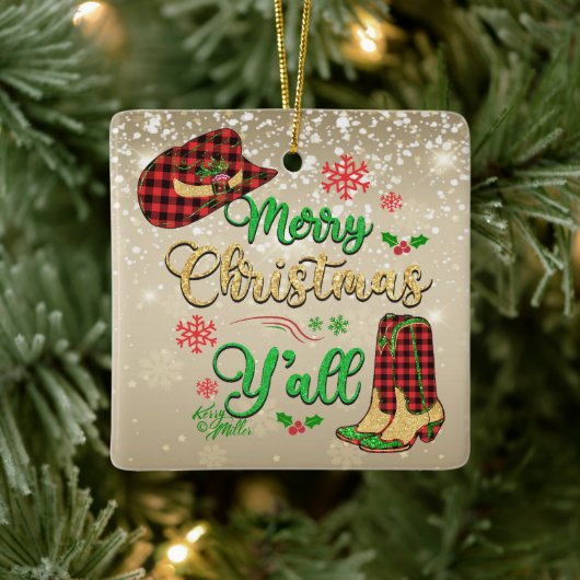 Vrolijk kerstfeest Y'all kerstversiering Keramisch Ornament (Boom)