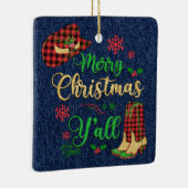 Vrolijk kerstfeest Y'all kerstversiering Keramisch Ornament (Rechts)