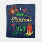 Vrolijk kerstfeest Y'all kerstversiering Keramisch Ornament (Links)