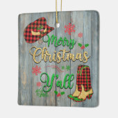 Vrolijk kerstfeest Y'all kerstversiering Keramisch Ornament (Links)