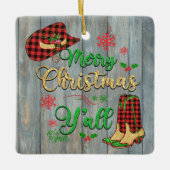 Vrolijk kerstfeest Y'all kerstversiering Keramisch Ornament (Voorkant)