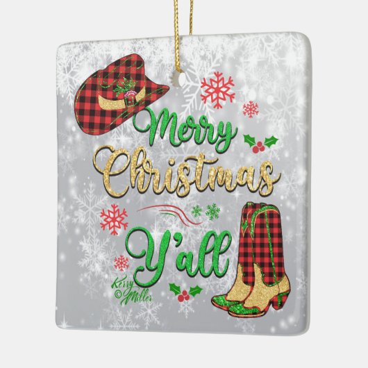 Vrolijk kerstfeest Y'all kerstversiering Keramisch Ornament (Links)