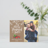 Vrolijk kerstfeest Y'all Lights Burlap Foto Briefkaart (Staand voorkant)