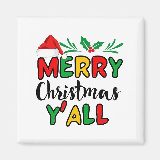 Vrolijk kerstfeest Y'all Magneet (Voorkant)