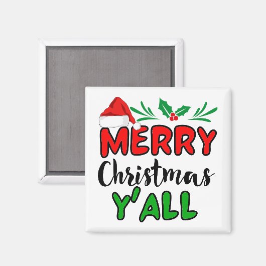 Vrolijk kerstfeest Y'all Magneet (Voorkant / Achterkant)
