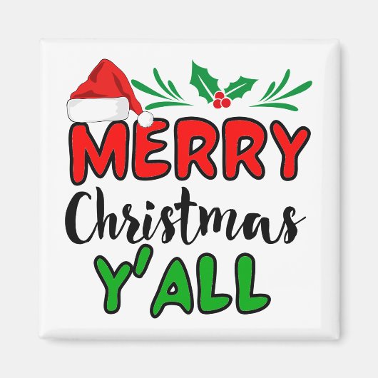 Vrolijk kerstfeest Y'all Magneet (Voorkant)