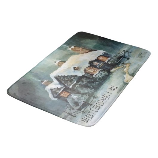 Vrolijk kerstfeest Y'All Marvelous Winter Night Badmat (Gekanteld)