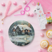 Vrolijk kerstfeest Y'All Marvelous Winter Night Papieren Bordje (Feest)