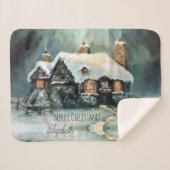 Vrolijk kerstfeest Y'All Marvelous Winter Night Sherpa Deken (Voorkant (horizontaal))