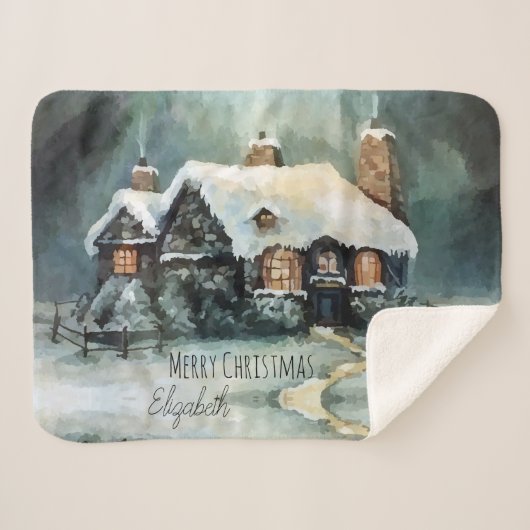 Vrolijk kerstfeest Y'All Marvelous Winter Night Sherpa Deken (Voorkant (horizontaal))