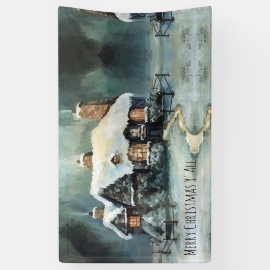 Vrolijk kerstfeest Y'All Marvelous Winter Night Spandoek (Verticaal)