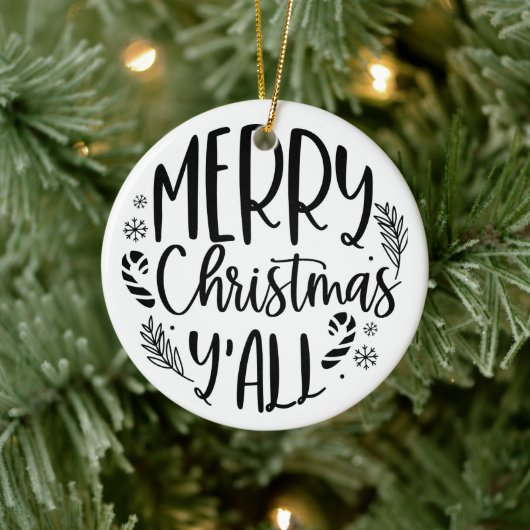 Vrolijk Kerstfeest Y'all Modern Keramisch Ornament (Boom)