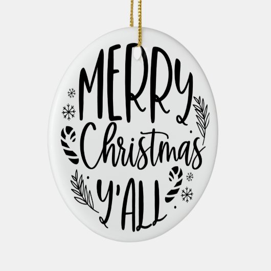 Vrolijk Kerstfeest Y'all Modern Keramisch Ornament (Rechts)