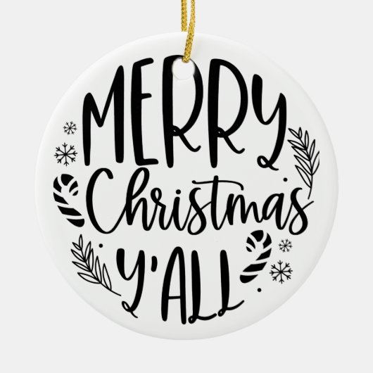 Vrolijk Kerstfeest Y'all Modern Keramisch Ornament (Voorkant)