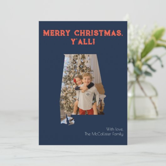 Vrolijk kerstfeest Y'all Navy Alabama State Foto Feestdagenkaart (Staand voorkant)