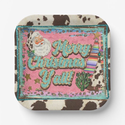 Vrolijk kerstfeest, Y'all papieren borden Papieren Bordje (Voorkant)