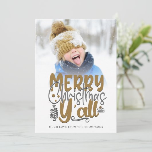 Vrolijk kerstfeest Y'All Photo Artsy Typography (Staand voorkant)