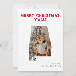 Vrolijk kerstfeest Y'all Red Alabama State Foto Feestdagenkaart