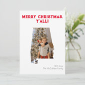Vrolijk kerstfeest Y'all Red Alabama State Foto Feestdagenkaart (Staand voorkant)