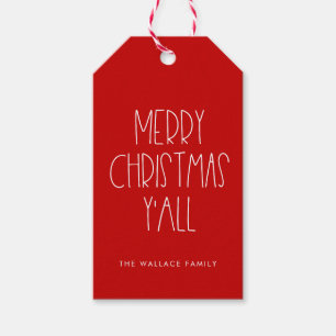 Vrolijk kerstfeest y'all Red Cadeaulabel
