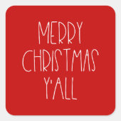 Vrolijk kerstfeest y'all Red Vierkante Sticker (Voorkant)