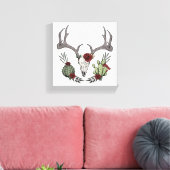 Vrolijk kerstfeest Y'All Reindeer Skull and Cactus Canvas Afdruk (Insitu (Woonkamer))