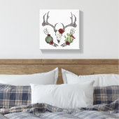 Vrolijk kerstfeest Y'All Reindeer Skull and Cactus Canvas Afdruk (Insitu (Slaapkamer))