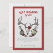 Vrolijk kerstfeest Y'All Reindeer Skull and Cactus Feestdagenkaart (Voorkant)