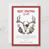Vrolijk kerstfeest Y'All Reindeer Skull and Cactus Feestdagenkaart (Voorkant)