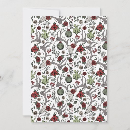 Vrolijk kerstfeest Y'All Reindeer Skull and Cactus Feestdagenkaart (Achterkant)