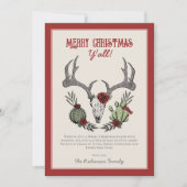 Vrolijk kerstfeest Y'All Reindeer Skull and Cactus Feestdagenkaart (Voorkant)